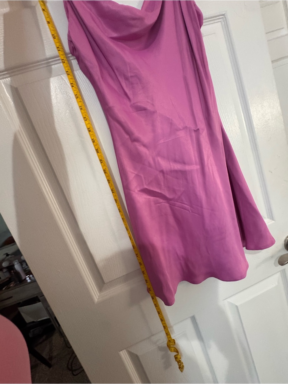Zara Silky Magenta Slip Dress with Cowl Neck - Picture 6 of 7